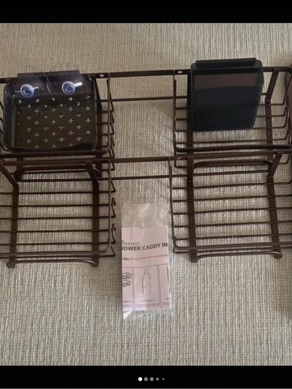 REINHARDT Adjustable Shower Caddy 4 Basket Handheld Shower Organizer Brown